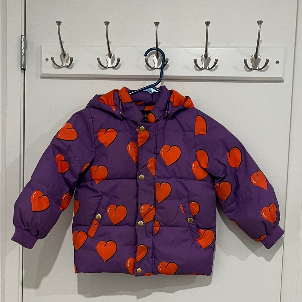Mini Rodini Purple Jacket with Orange Hearts